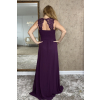 Fialové šifónové dlhé šaty