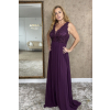 Fialové šifónové dlhé šaty
