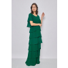 Zelené dlhé volánové šaty