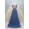 Modré dlhé šaty s tylovou sukňou