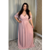 Bledoružové dlhé šaty na ramienka