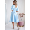 Modré midi šaty s krátkymi rukávmi (Veľkosť 46)