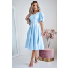 Modré midi šaty s krátkymi rukávmi (Veľkosť 46)