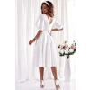 Biele midi šaty s krátkymi rukávmi (Veľkosť 46)