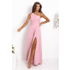 Dlhé ružové spoločenské šaty s asymetrickým vrchom