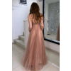 Bledoružové dlhé trblietavé šaty