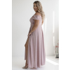 Bledoružové trblietavé dlhé šaty s padavými rukávmi