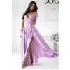 Bledoružové dlhé šaty s padavými rukávmi (Veľkosť 48)