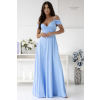 Bledomodré dlhé šaty s padavými rukávmi (Veľkosť 50)