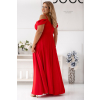 Červené dlhé šaty s padavými rukávmi (Veľkosť 50)