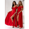 Červené dlhé šaty s padavými rukávmi (Veľkosť 50)