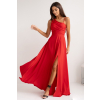 Dlhé červené spoločenské šaty s asymetrickým vrchom (Veľkosť 40)