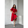 Červené midi šaty s balónovými rukávmi