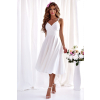 Biele midi áčkové šaty na ramienka (Veľkosť 40)
