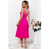 Cyklamenové midi áčkové šaty na ramienka