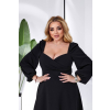 Čierne krátke plus size áčkové šaty s rukávmi