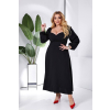 Čierne krátke plus size áčkové šaty s rukávmi