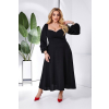 Čierne krátke plus size áčkové šaty s rukávmi