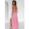 Ružové dlhé šaty na viazanie