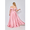 Ružové plus size spoločenské šaty na viazanie