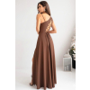 Dlhé hnedé spoločenské šaty s asymetrickým vrchom (Veľkosť 40)