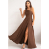 Dlhé hnedé spoločenské šaty s asymetrickým vrchom (Veľkosť 40)