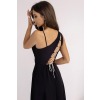 Dlhé čierne spoločenské šaty s asymetrickým vrchom (Veľkosť 40)