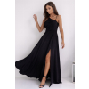 Dlhé čierne spoločenské šaty s asymetrickým vrchom (Veľkosť 40)