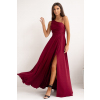 Dlhé bordové spoločenské šaty s asymetrickým vrchom (Veľkosť 40)