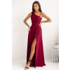 Dlhé bordové spoločenské šaty s asymetrickým vrchom (Veľkosť 40)