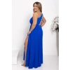 Dlhé kráľovsky modré spoločenské šaty s asymetrickým vrchom (Veľkosť 40)