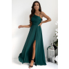 Dlhé zelené spoločenské šaty s asymetrickým vrchom (Veľkosť 40)