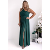 Dlhé zelené spoločenské šaty s asymetrickým vrchom (Veľkosť 40)