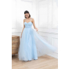 Dlhé bledomodré korzetové šaty s tylovou sukňou
