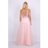 Dlhé bledoružové šaty s čipkovým vrchom