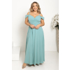 Bledozelené dlhé šaty s padavými rukávmi (Veľkosť 50)