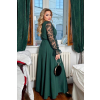 Zelené spoločenské šaty na zavinovanie s čipkovanými rukávmi
