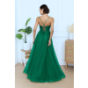 Smaragdové trblietavé dlhé spoločenské šaty na viazanie