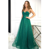 Smaragdové trblietavé dlhé spoločenské šaty na viazanie