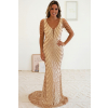Zlaté dlhé flitrované plus size šaty