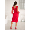 Červené midi obtiahnuté šaty s rukávmi