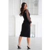Čierne midi obtiahnuté šaty s rukávmi