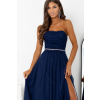 Tmavomodré dlhé šaty s odnímateľnými ramienkami na viazanie