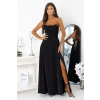 Dlhé čierne šaty s odnímateľnými ramienkami na viazanie