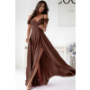 Hnedé dlhé šaty s padavými rukávmi