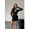 Čierne mini šaty s dlhým rukávom
