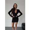 Čierne mini šaty s dlhým rukávom