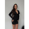 Čierne mini šaty s dlhým rukávom
