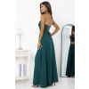 Smaragdové dlhé šaty s odnímateľnými ramienkami na viazanie
