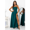 Smaragdové dlhé šaty s odnímateľnými ramienkami na viazanie